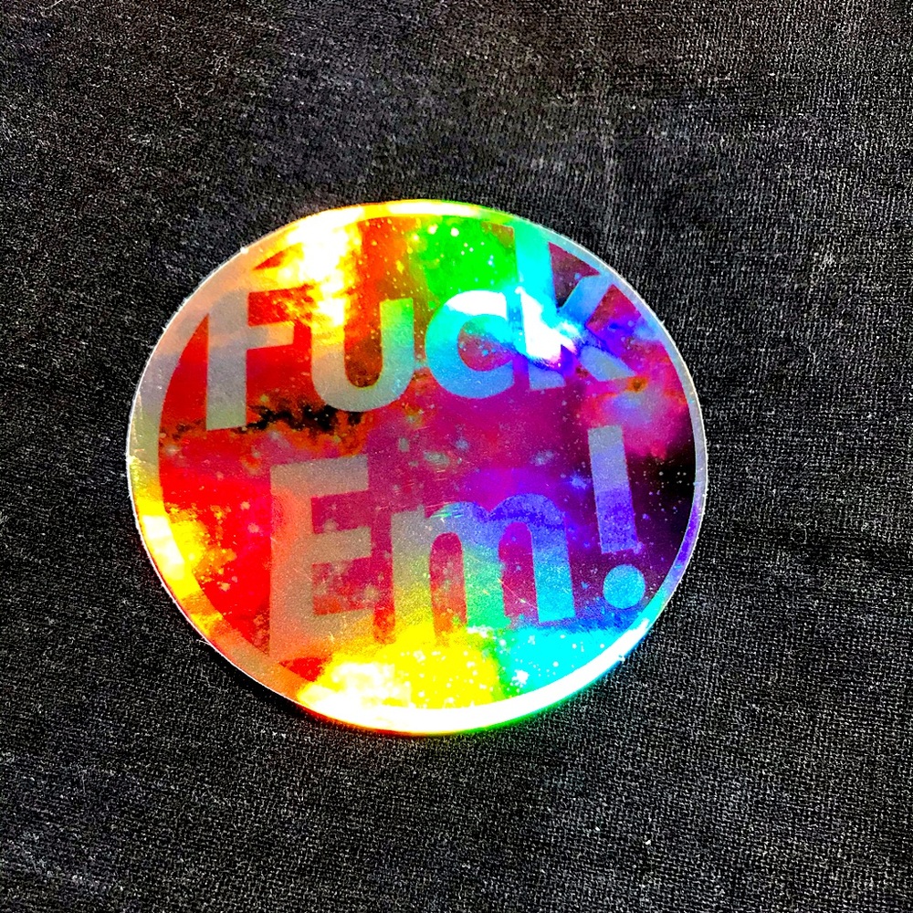 F EM Metallic Prismatic Rainbow Reflective Sticker
